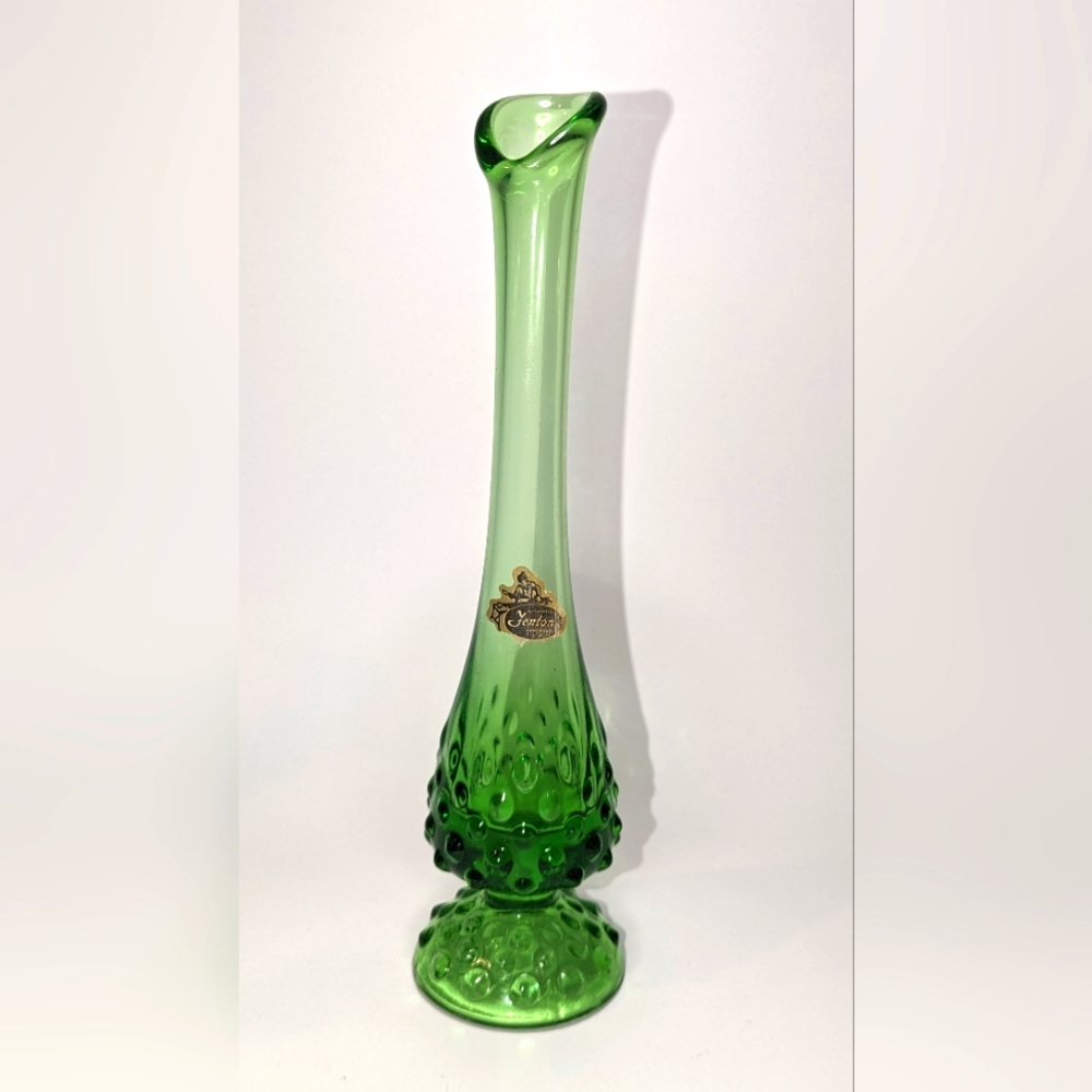 Fenton Hobnail Swung Glass Vase With original sticker